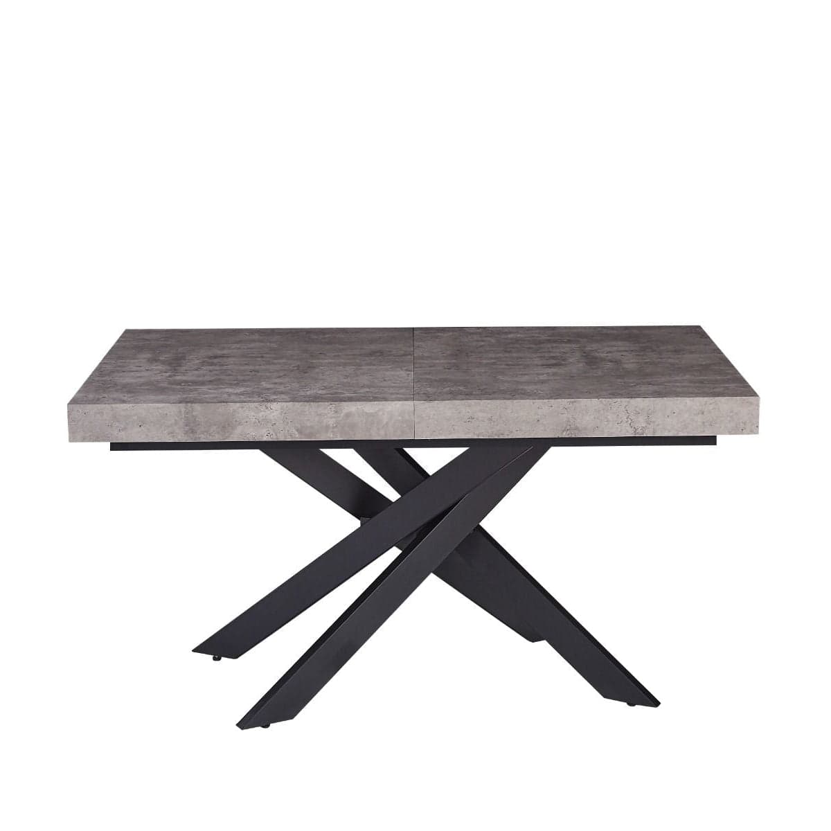 Tavolo "Trappist" con gambe incrociate e piano in finitura cemento beton, design moderno, per arredo interno in Tavoli da sala da pranzo Decor Space - Altamura, commercioVirtuoso.it