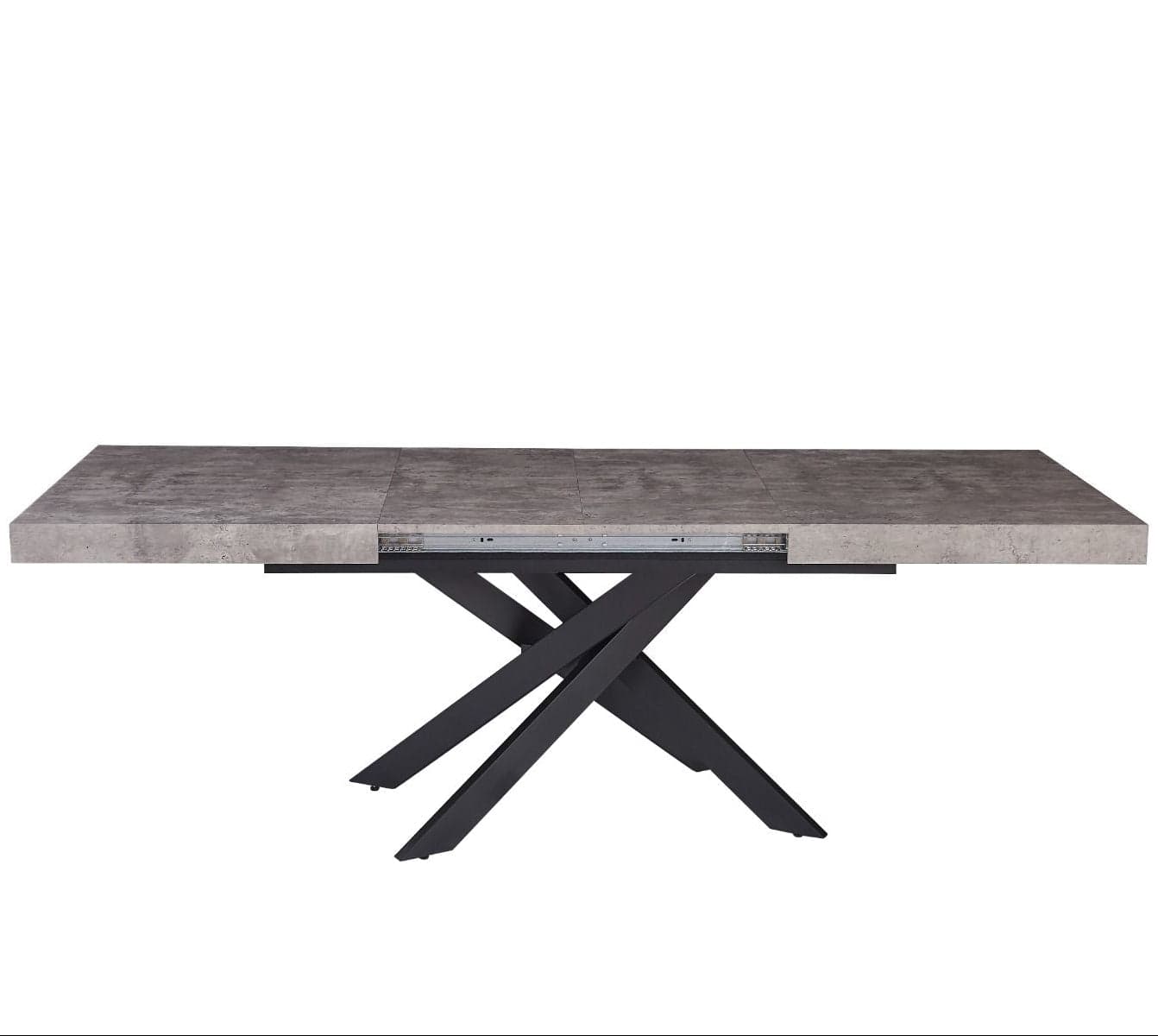Tavolo "Trappist" con gambe incrociate e piano in finitura cemento beton, design moderno, per arredo interno in Tavoli da sala da pranzo Decor Space - Altamura, commercioVirtuoso.it