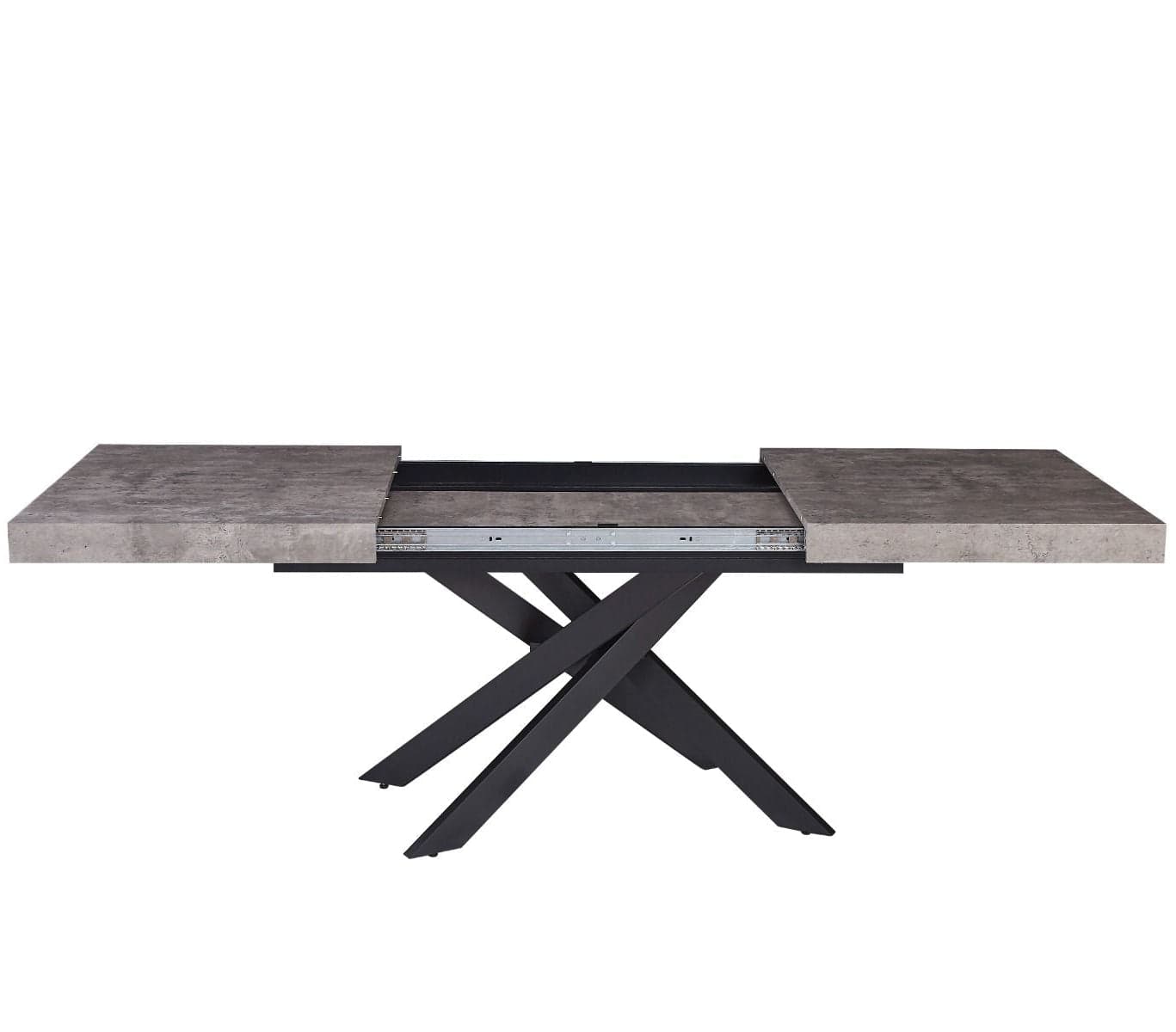 Tavolo "Trappist" con gambe incrociate e piano in finitura cemento beton, design moderno, per arredo interno in Tavoli da sala da pranzo Decor Space - Altamura, commercioVirtuoso.it