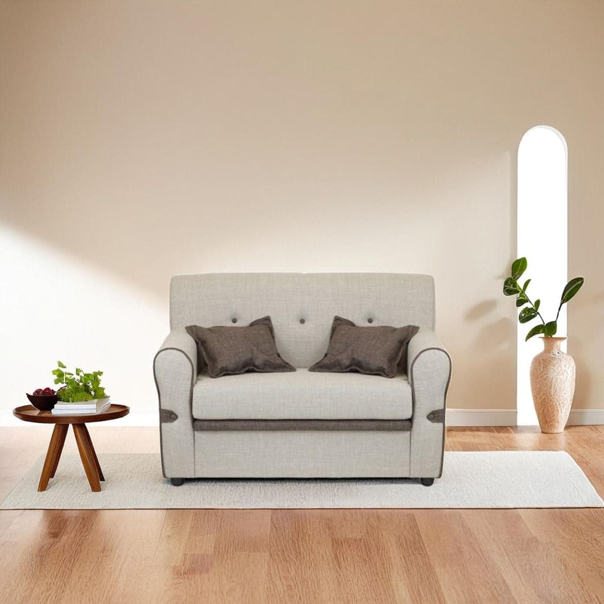 Divano "Orionis" 2 posti con cuscini e rivestimento in tessuto per interno in Divani Decor Space - Altamura, commercioVirtuoso.it