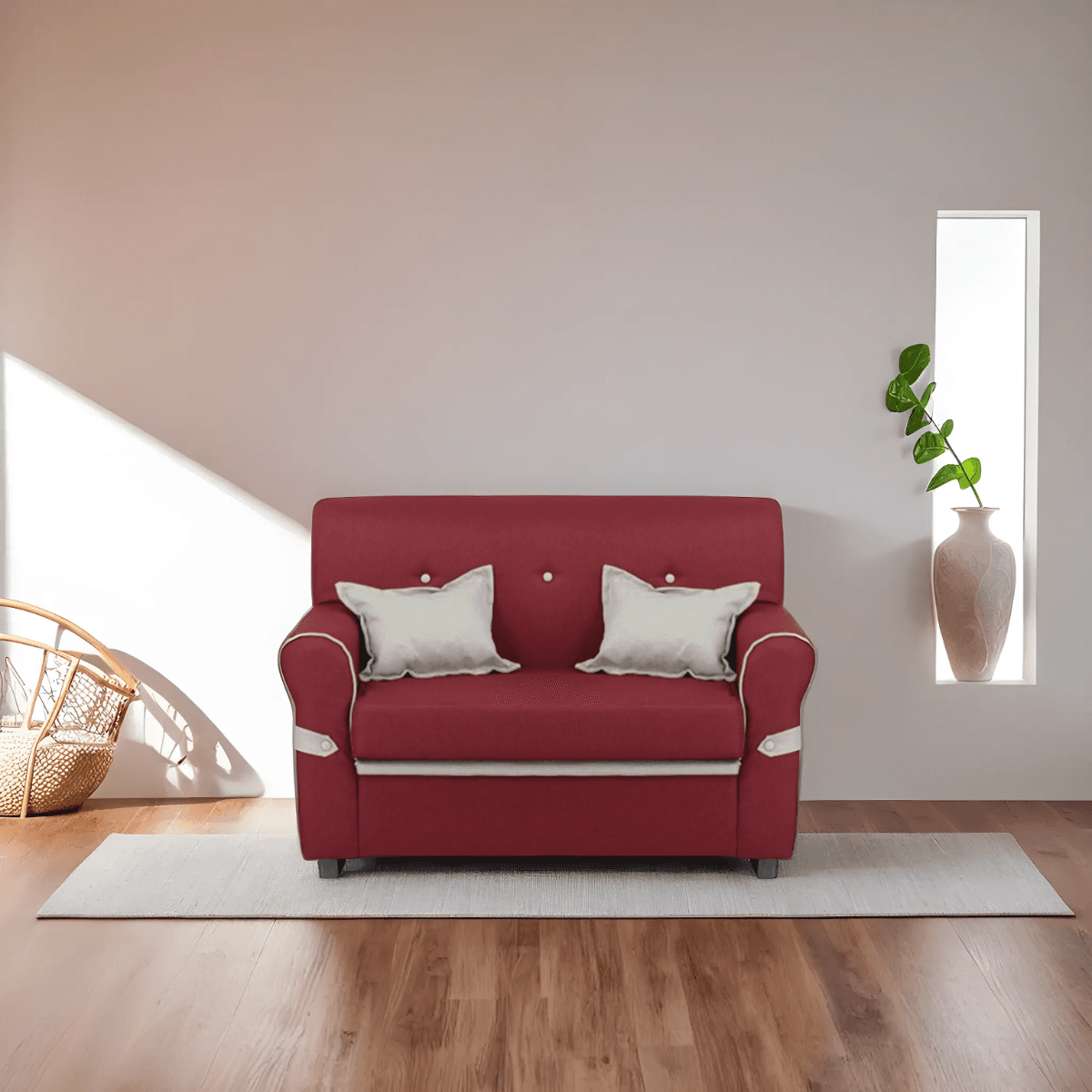 Divano "Orionis" 2 posti con cuscini e rivestimento in tessuto per interno in Divani Decor Space - Altamura, commercioVirtuoso.it
