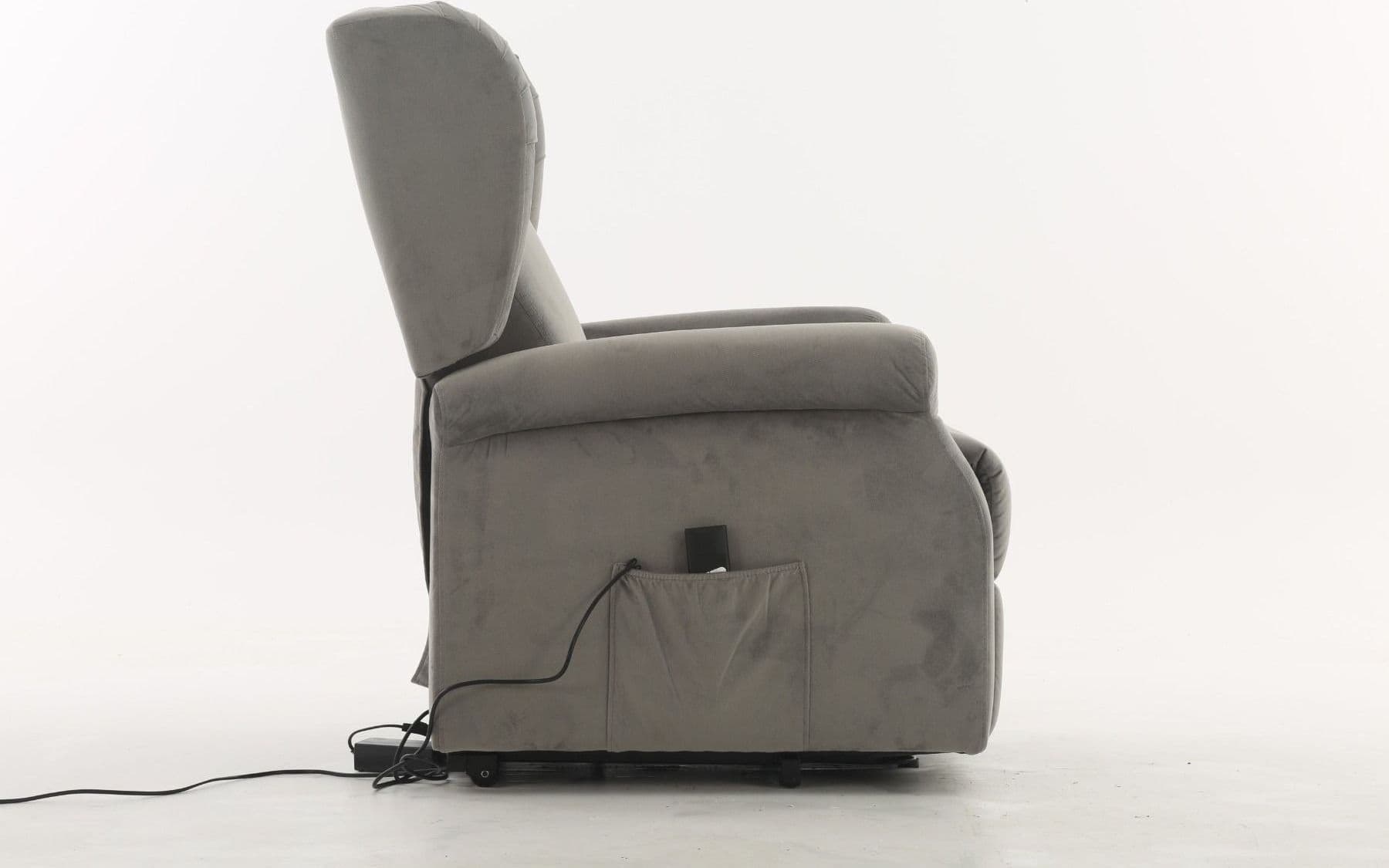 Poltrona "Perseus" con recliner elettrico e rivestimento in tessuto grigio per interno in Poltrone Decor Space - Altamura, commercioVirtuoso.it