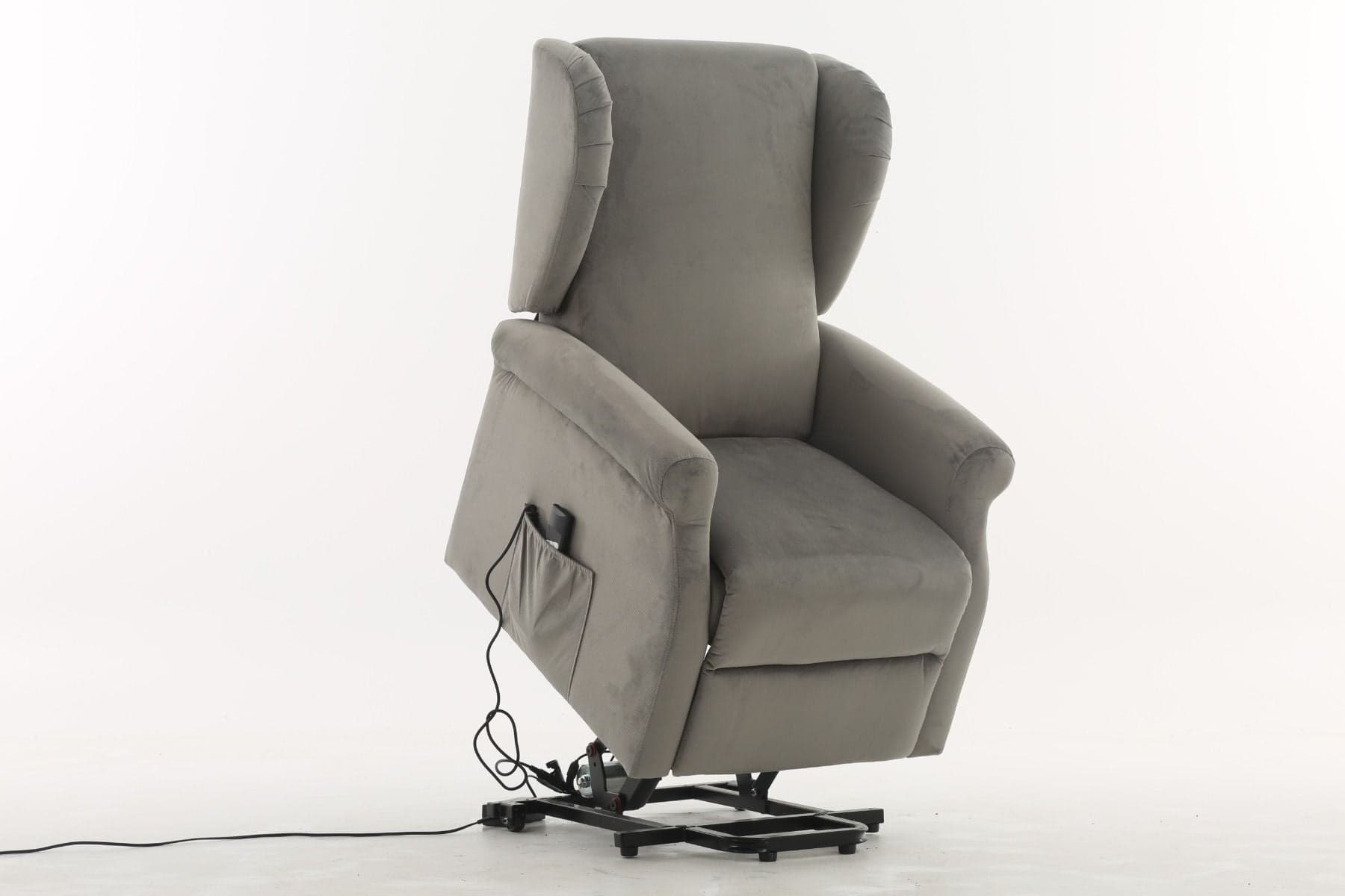 Poltrona "Perseus" con recliner elettrico e rivestimento in tessuto grigio per interno in Poltrone Decor Space - Altamura, commercioVirtuoso.it