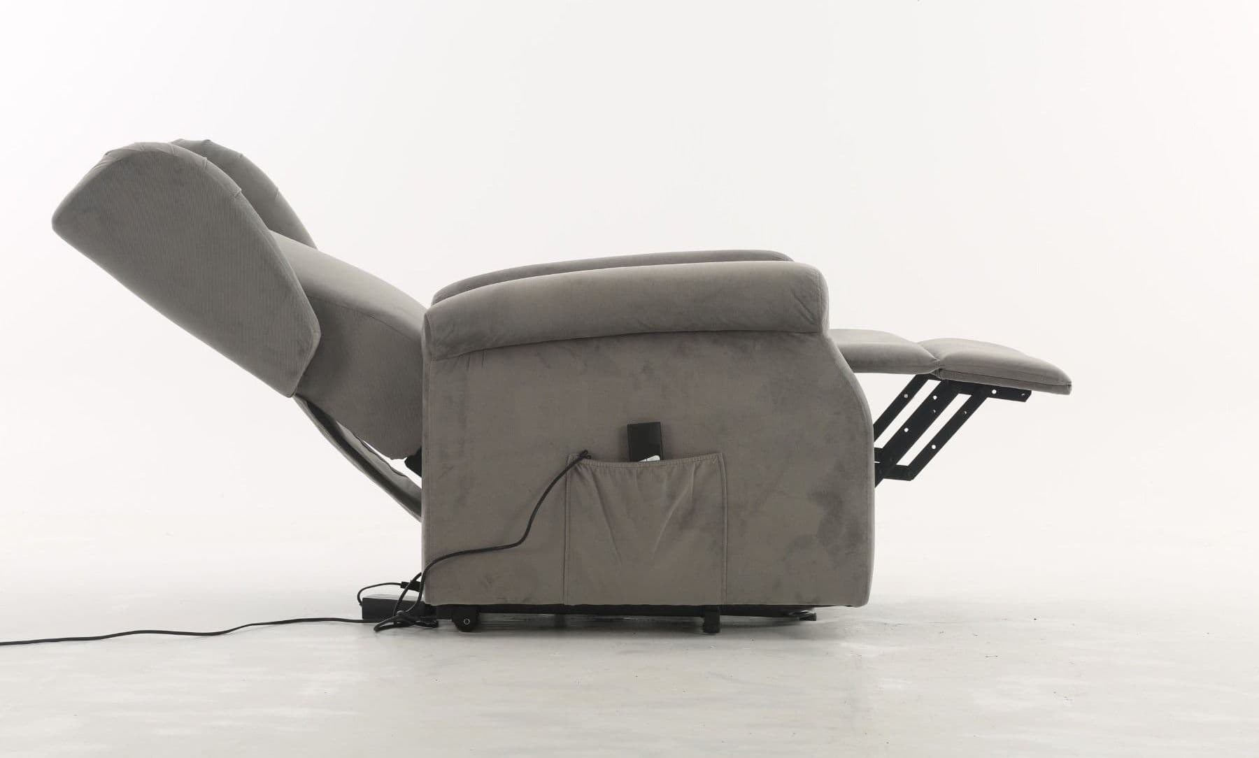 Poltrona "Perseus" con recliner elettrico e rivestimento in tessuto grigio per interno in Poltrone Decor Space - Altamura, commercioVirtuoso.it