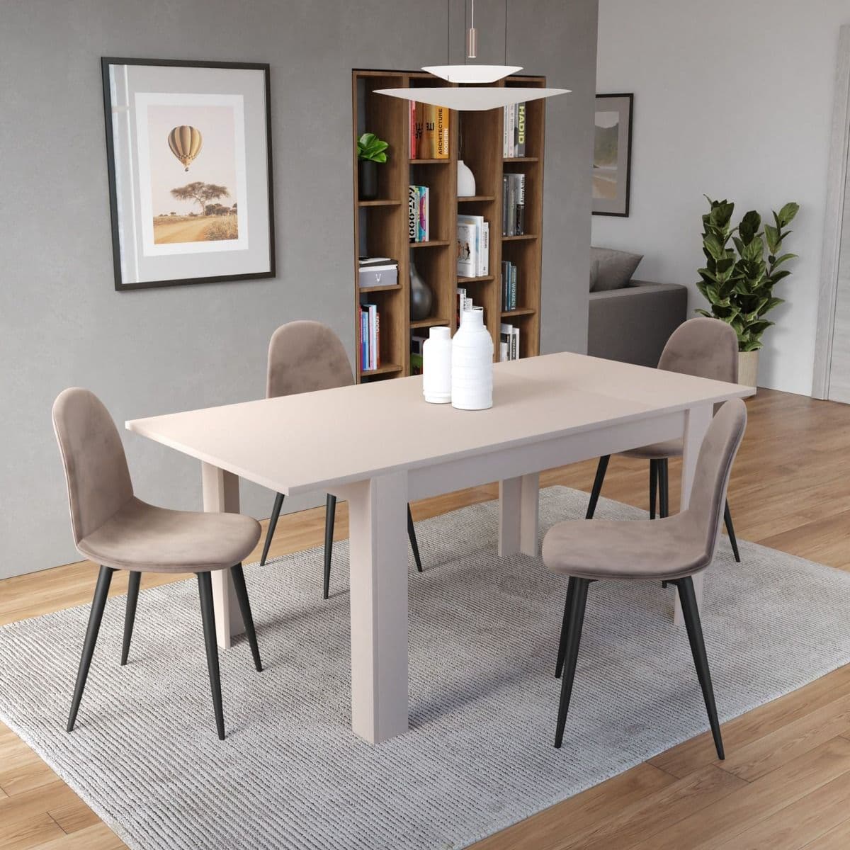 Tavolo "Gliese" con gambe e piano in MDF, design moderno, per arredo interno 137/185 x 90 h 76 cm in Tavoli da sala da pranzo Decor Space - Altamura, commercioVirtuoso.it