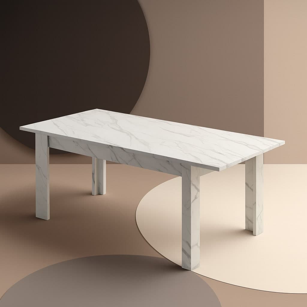 Tavolo "Gliese" con gambe e piano in MDF, design moderno, per arredo interno 137/185 x 90 h 76 cm in Tavoli da sala da pranzo Decor Space - Altamura, commercioVirtuoso.it