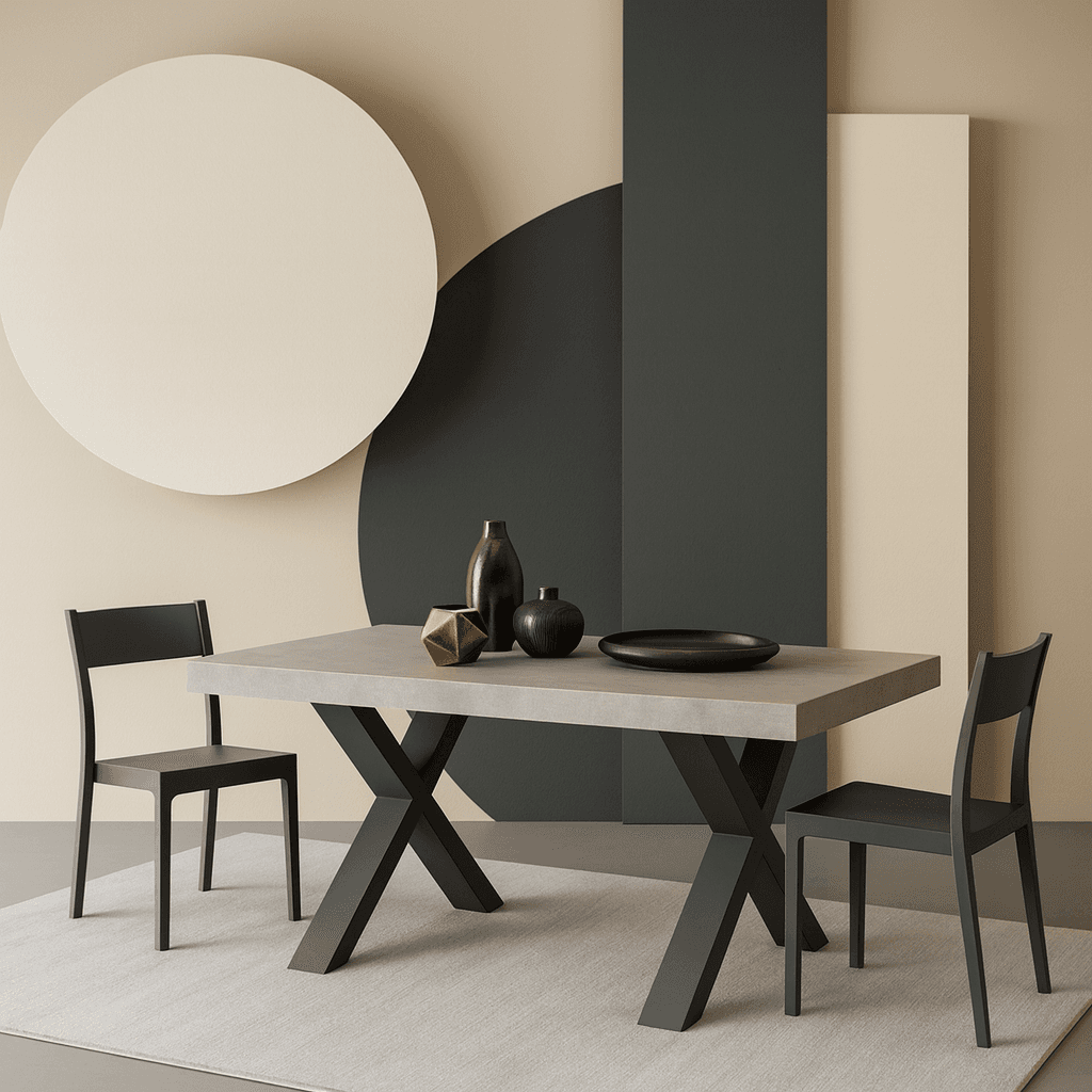 Tavolo "Fomalhaut" con gambe e piano stabile in MDF, design moderno, per arredo interno - 16