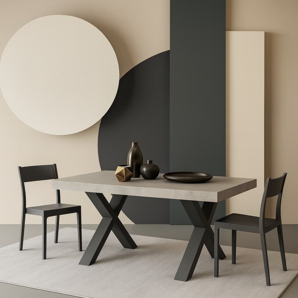Tavolo "Fomalhaut" con gambe e piano stabile in MDF, design moderno, per arredo interno in Tavoli da sala da pranzo Decor Space - Altamura, commercioVirtuoso.it