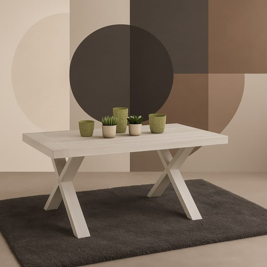 Tavolo "Fomalhaut" con gambe e piano stabile in MDF, design moderno, per arredo interno in Tavoli da sala da pranzo Decor Space - Altamura, commercioVirtuoso.it