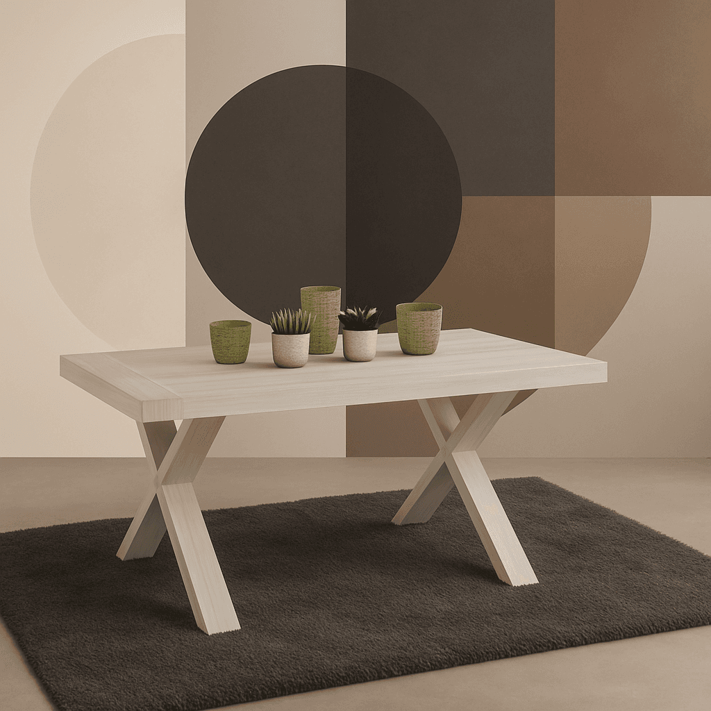 Tavolo "Fomalhaut" con gambe e piano stabile in MDF, design moderno, per arredo interno in Tavoli da sala da pranzo Decor Space - Altamura, commercioVirtuoso.it
