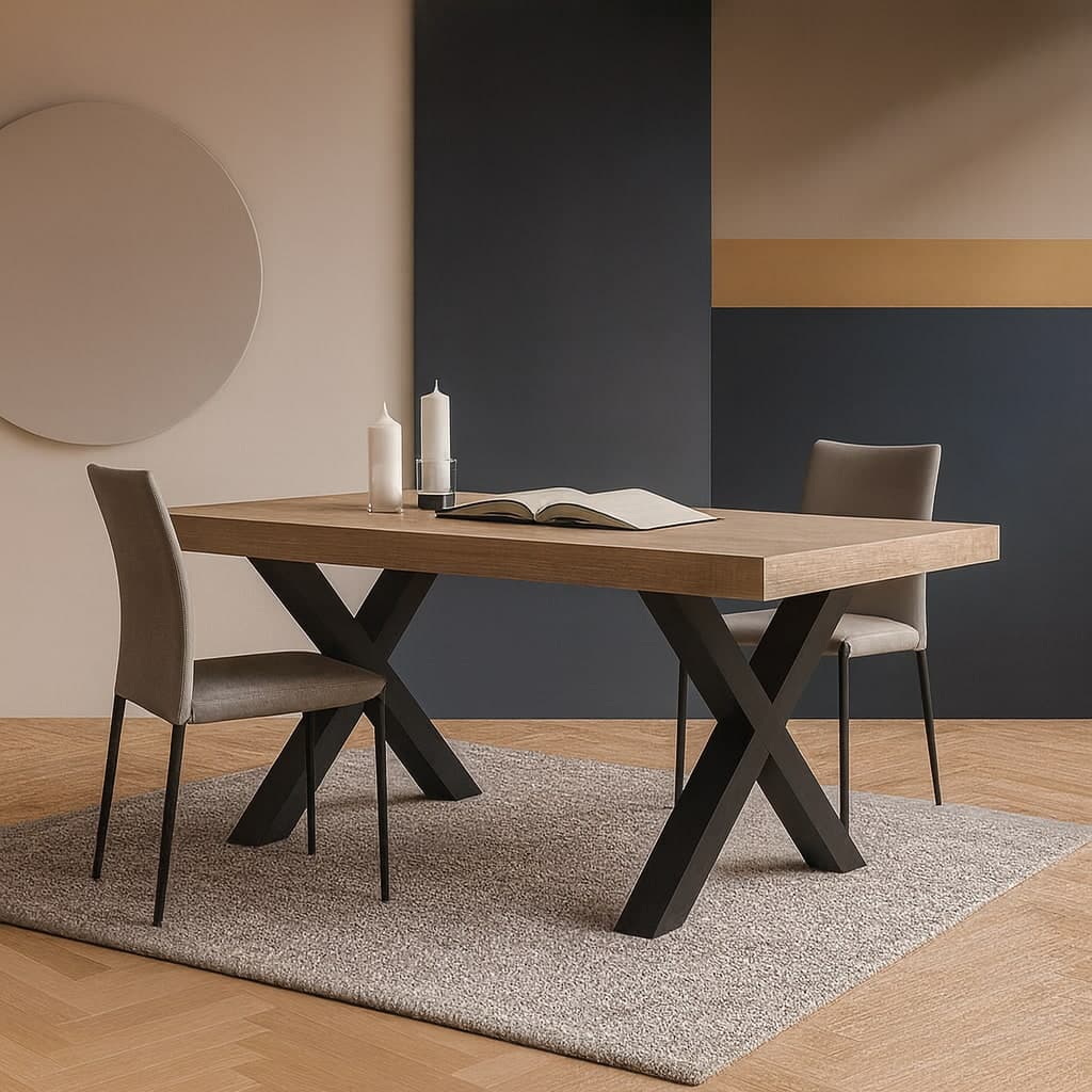 Tavolo "Fomalhaut" con gambe e piano stabile in MDF, design moderno, per arredo interno in Tavoli da sala da pranzo Decor Space - Altamura, commercioVirtuoso.it