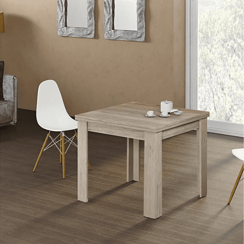 Tavolo "Regulus" con struttura stabile in legno MDF per arredo interno 90/180 x 90 x h 76 cm in Tavoli da sala da pranzo Decor Space - Altamura, commercioVirtuoso.it
