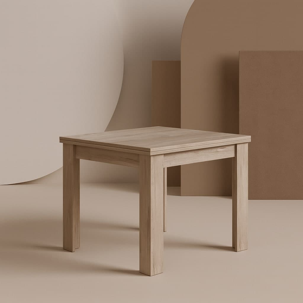 Tavolo "Regulus" con struttura stabile in legno MDF per arredo interno 90/180 x 90 x h 76 cm in Tavoli da sala da pranzo Decor Space - Altamura, commercioVirtuoso.it