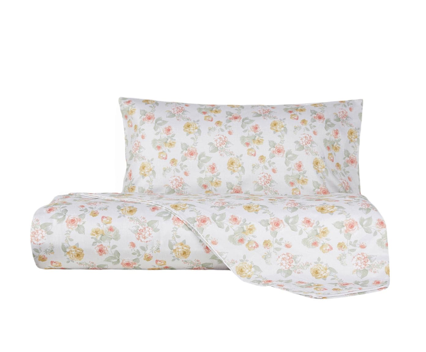 Set Copripiumino Federe Parure Copripiumino Raso di Cotone, Made in Italy ROMANCE PESCa - 2