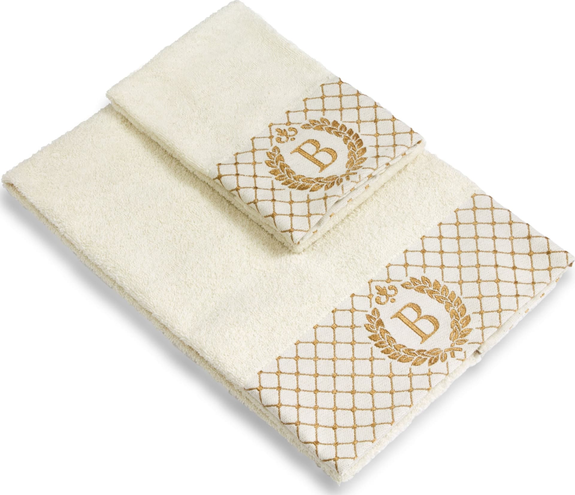 Set 2 asciugamani con iniziale asciugamano viso + asciugamano ospite Made in Italy – B – Vanita Di Raso
