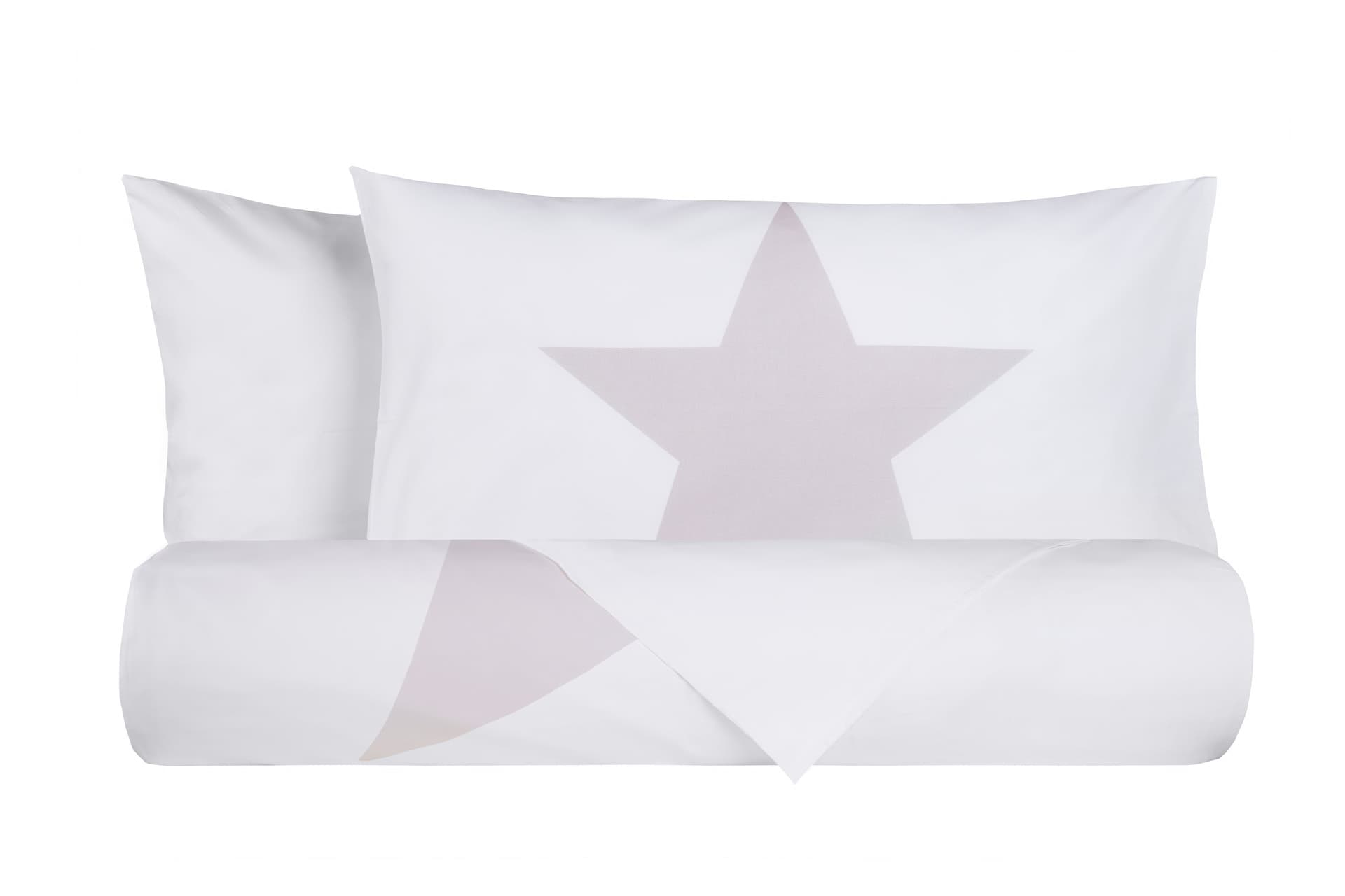 Set copripiumino federe letto 100% cotone stampa digitale STELLA ROSA/BIANCO - 7