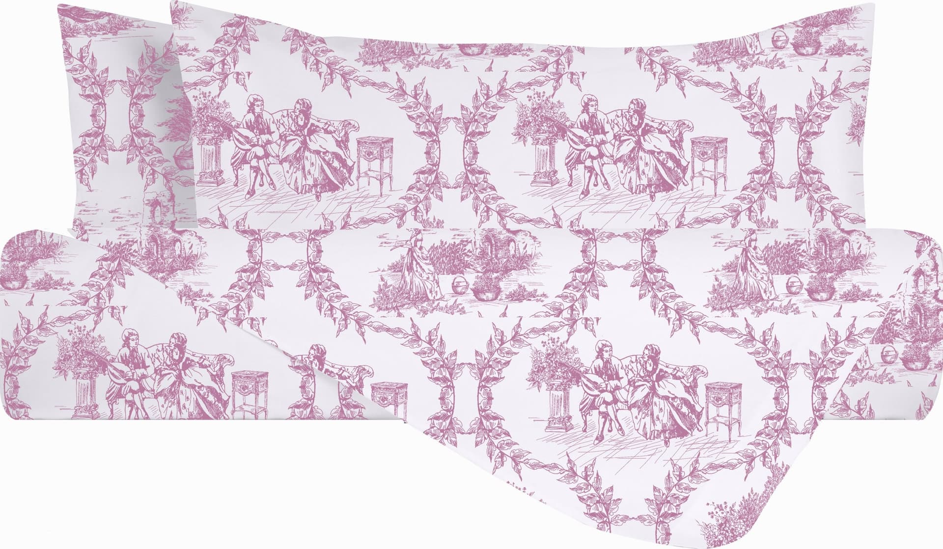 Set Copripiumino federe parure Copripiumino Stampa Digitale 100% Cotone, Made in Italy TOILE DE JOUY BORGOGNA - 6