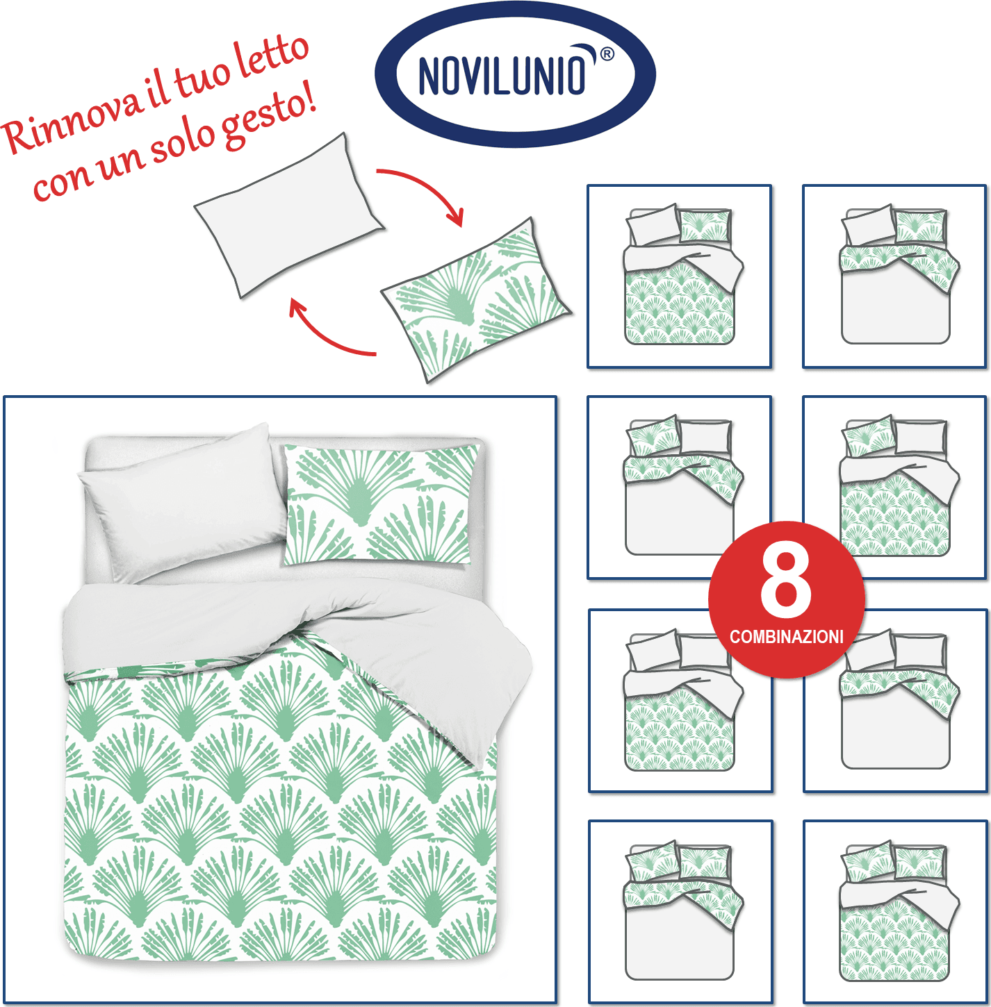 Set Copripiumino federe bifaccia Doubleface parure Copripiumino Stampa Digitale Cotone Made in Italy FARFALLE BIANCO-NERO/BIANCO - 4