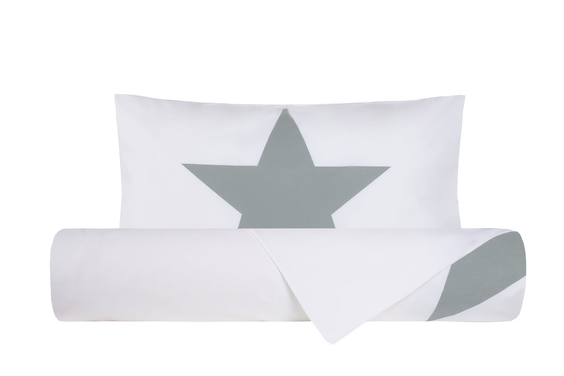 Set copripiumino federe letto 100% cotone stampa digitale STELLA GRIGIO/BIANCO - 3
