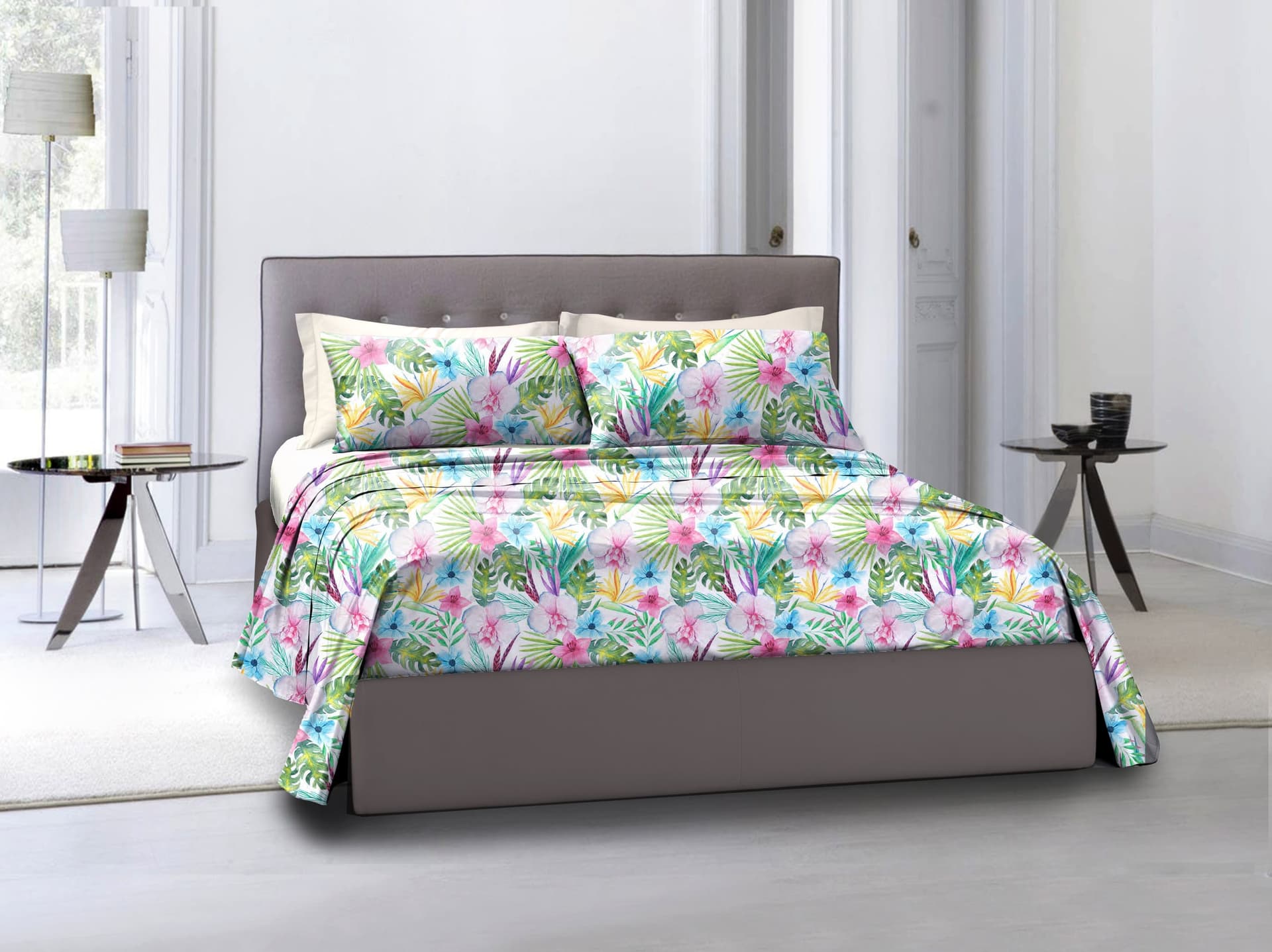 Completo letto lenzuola federe stampa digitale 100% cotone, made in italy MELANIA - 3