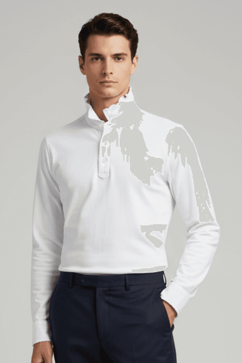 Polo uomo Blu Navy - maniche lunghe Bianca