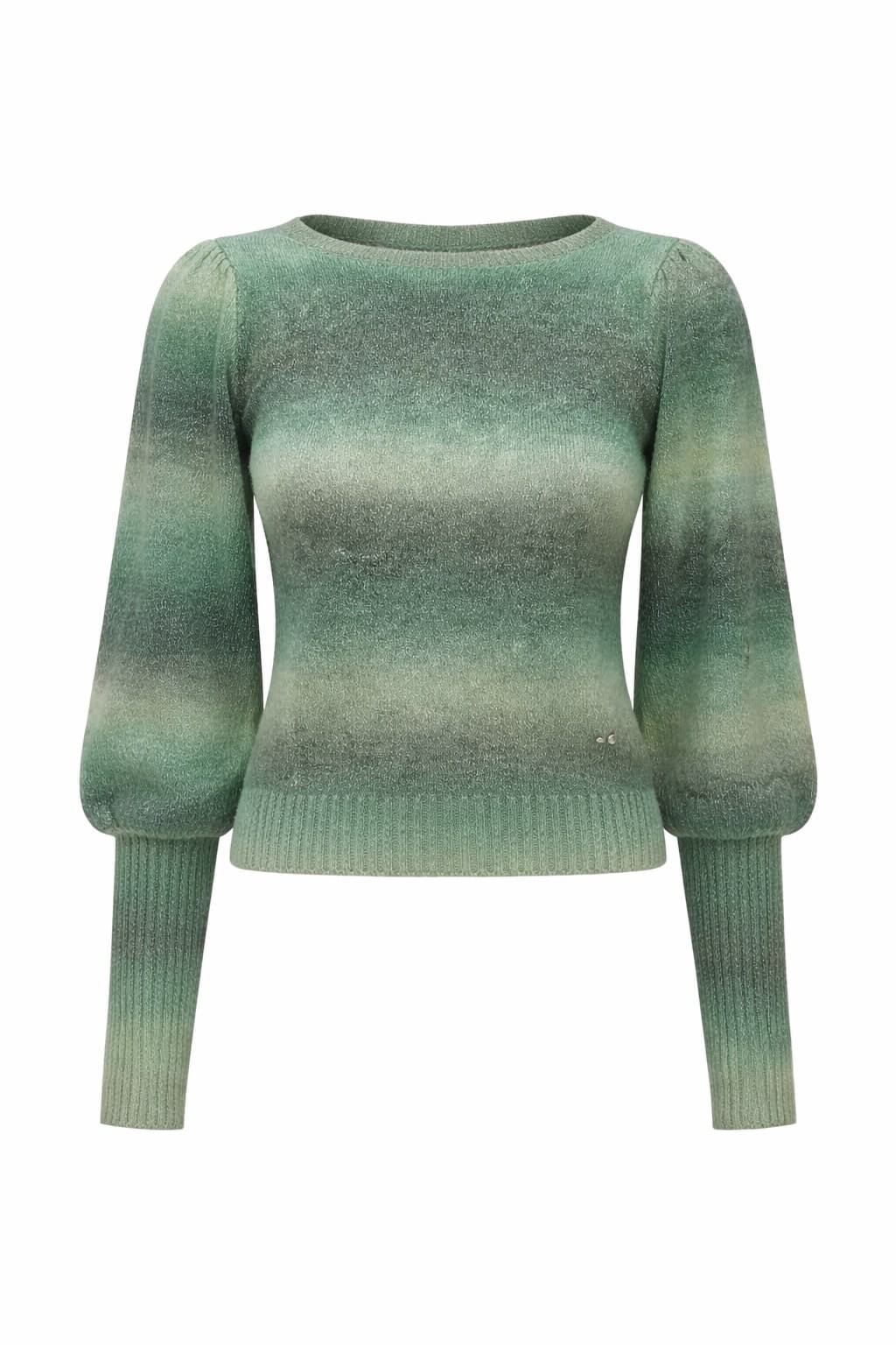 White Wise maglia donna degradé con manica a palloncino - 5