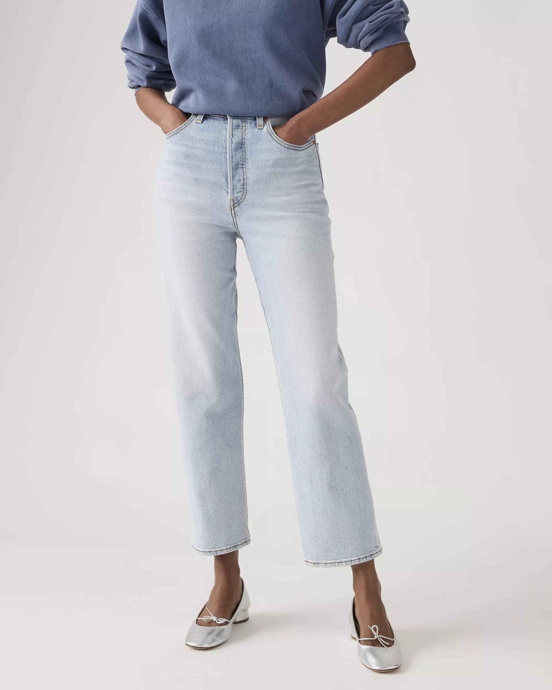 Levi's Ribcage Straight Ankle jeans donna Filter Her vita altissima denim chiaro - 4