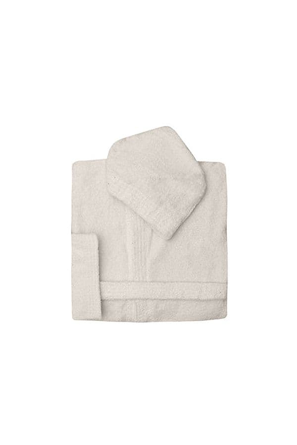 Accappatoio con Cappuccio Doccia Bagno soffice morbido assorbente resistente 100% cotone PANNA - 2