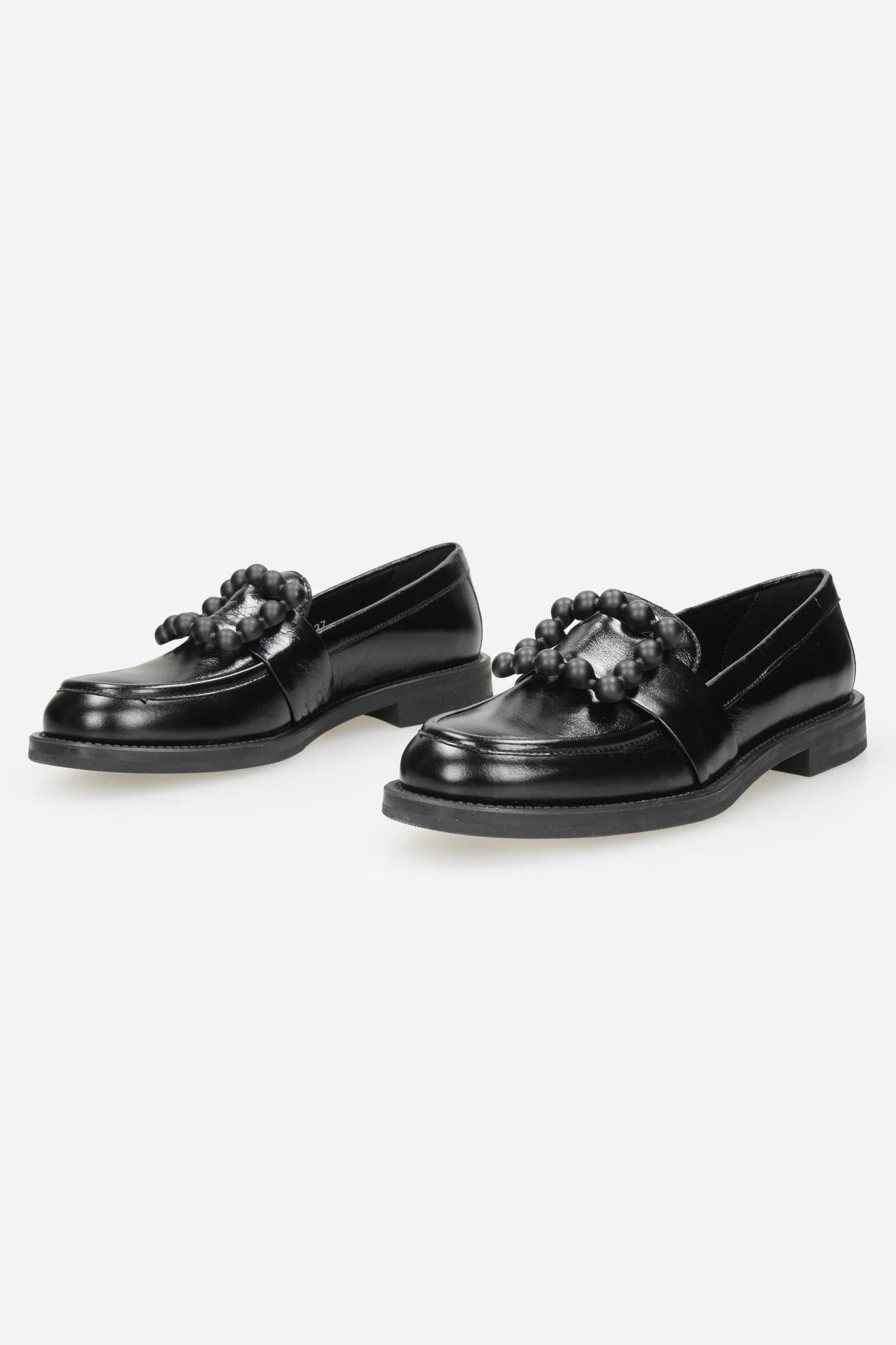 Frau mocassini donna con fibbia in pelle nero 90Q3 - 4