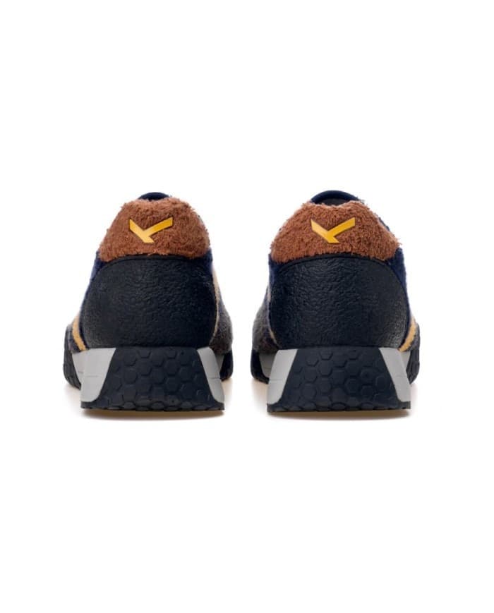 Kehnoo sneakers uomo in tessuto taupe navy KM9730 - 4