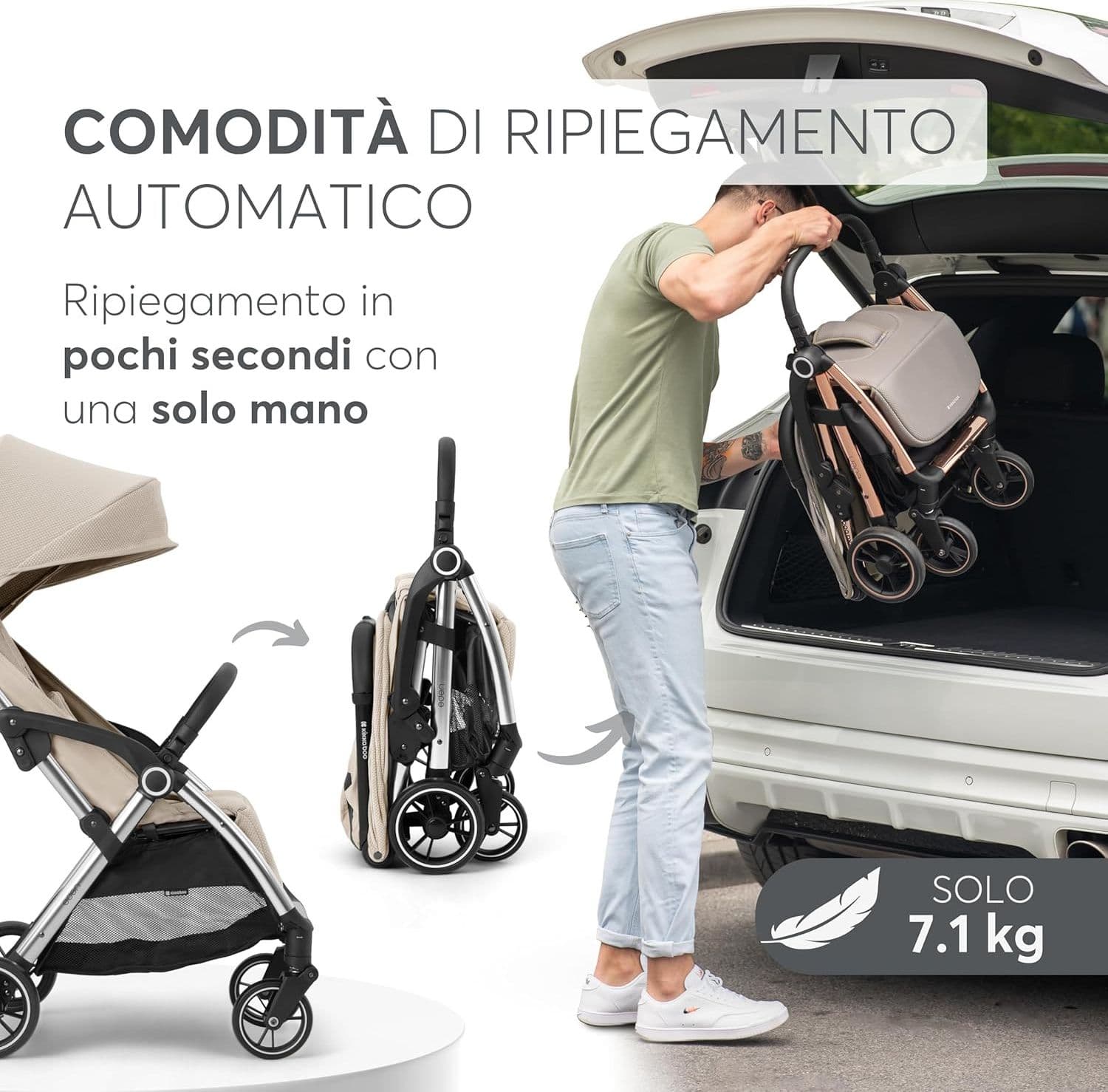 Kikkaboo - Passeggino leggero Eden Autofolding 22kg - 14