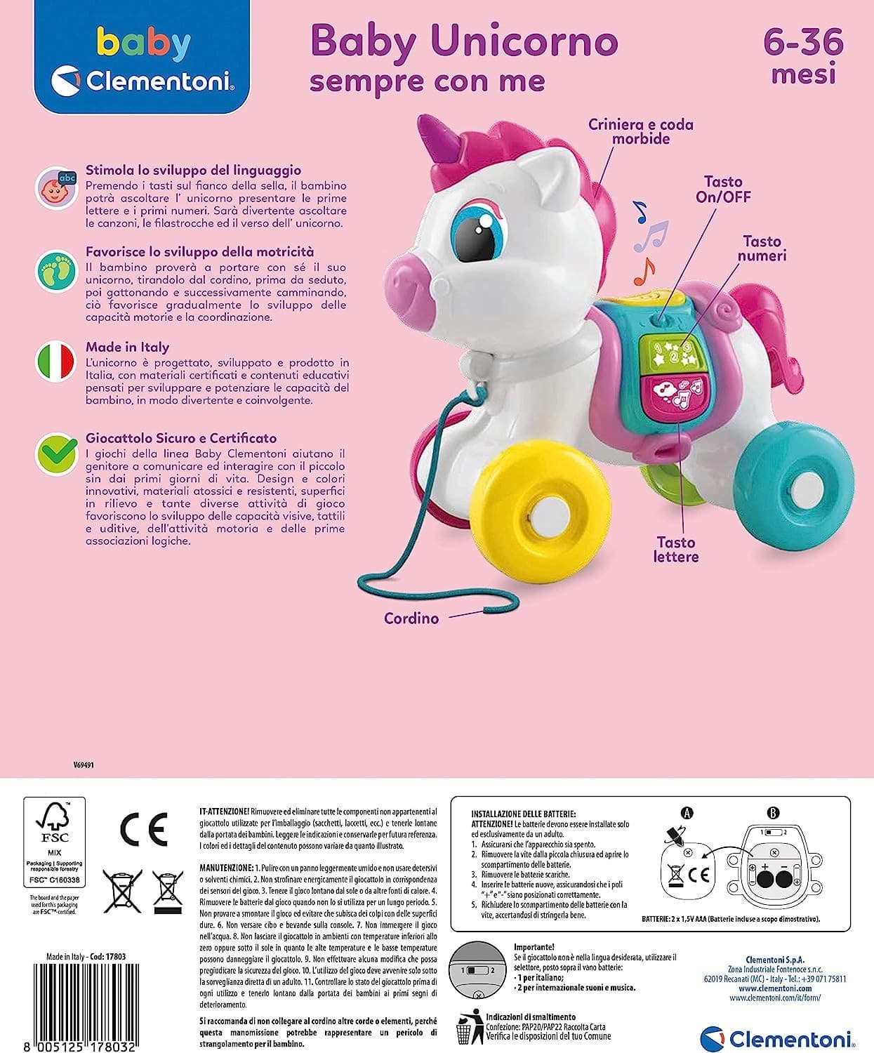 Clementoni - Baby Unicorno Sempre con Me 17803 - 3