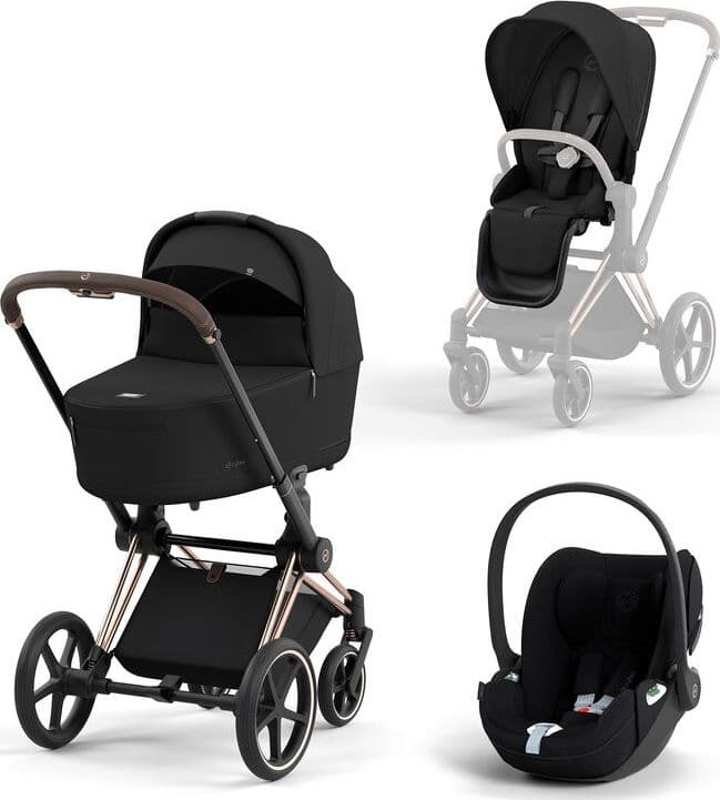 Cybex - Trio Priam Comfort con Seggiolino Auto Cloud T i-size – Rosegold/Sepia Black