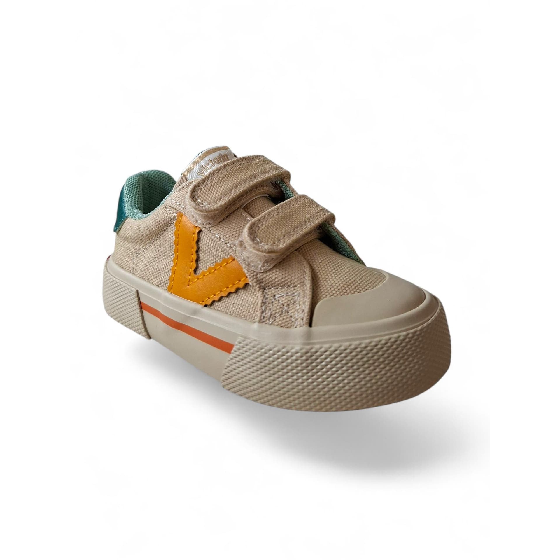 Victoria Tribu Sneakers Bambino Beige – Arancione Verde con Doppio Velcro e Punta Rinforzata | Taglie 22-30 - 2