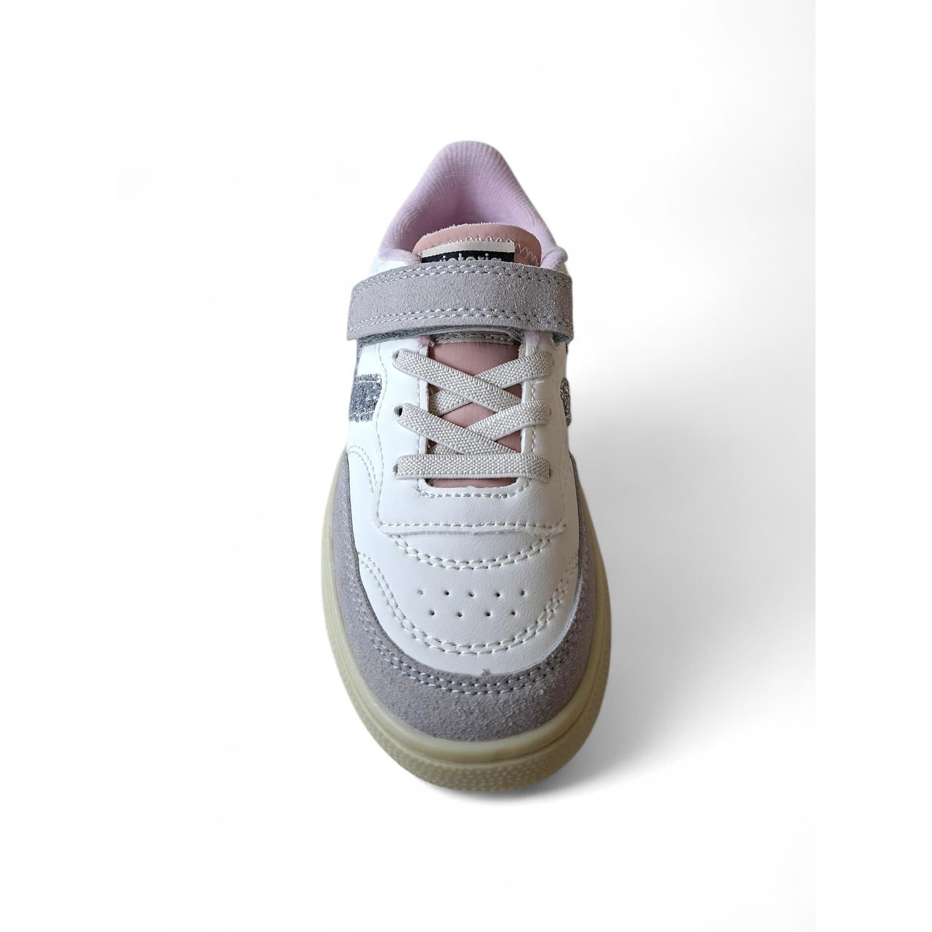 Victoria Oslo Sneakers Bambina Bianco Pelle – Suede Grigio e Glitter Argento Rosa con Velcro | Taglie 28-38 - 4