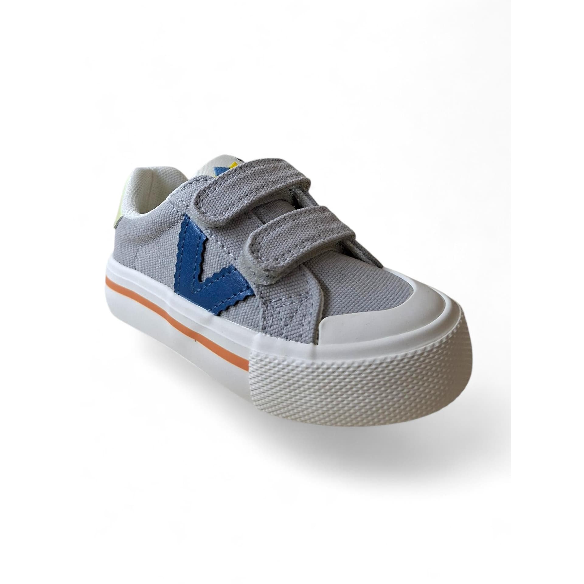 Victoria Tribu Sneakers Bambino Grigio Blue Giallo – Tela con Doppio Velcro e Punta Rinforzata | Taglie 22-30 - 2