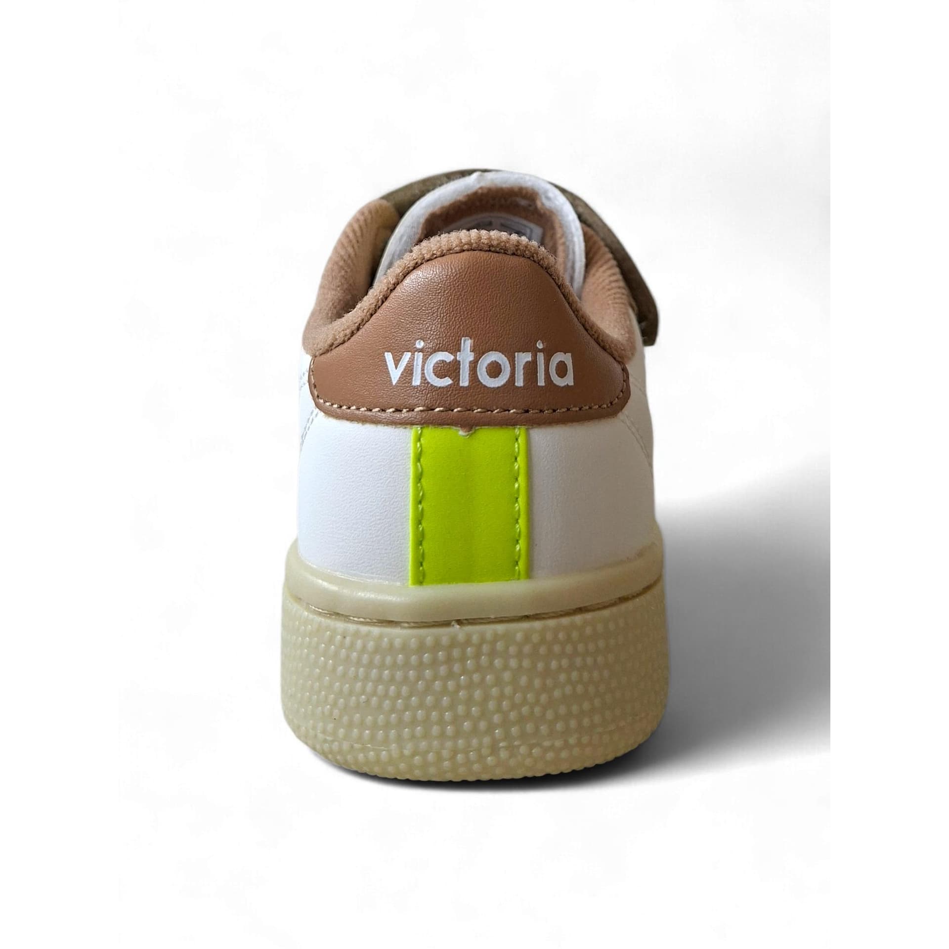 Victoria Oslo Sneakers Bambino Bianco Pelle – Inserti Suede Beige Verdone con Velcro | Taglie 28-38 - 3