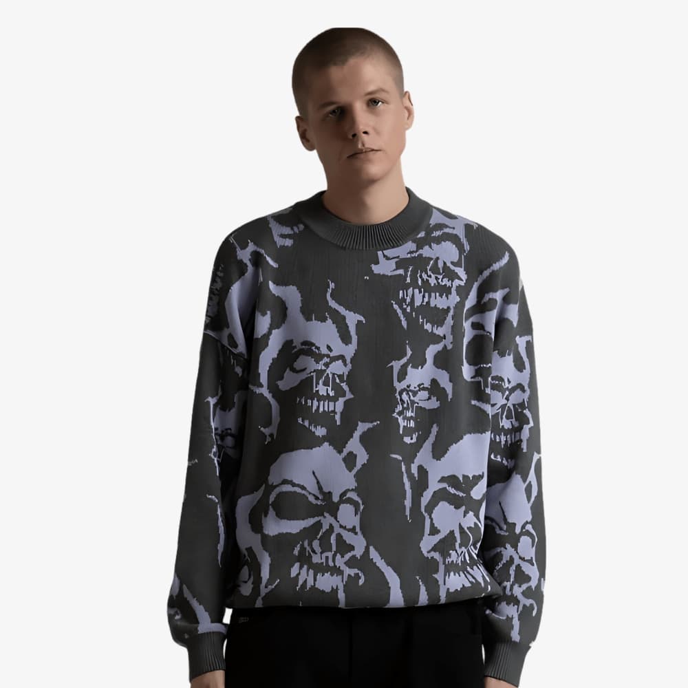 Maglione Wasted Paris Skull Charcoal - 2