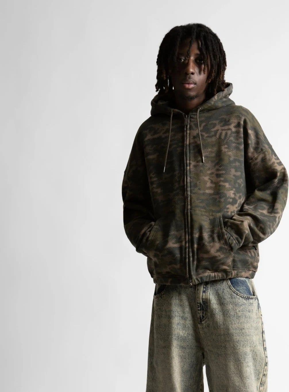 Felpa Wasted Paris Digi camo Zip Green - 3