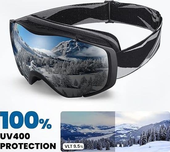 Outdoor Master Classic Maschera Sci OTG Anti-Appannamento UV400, Nero - 3