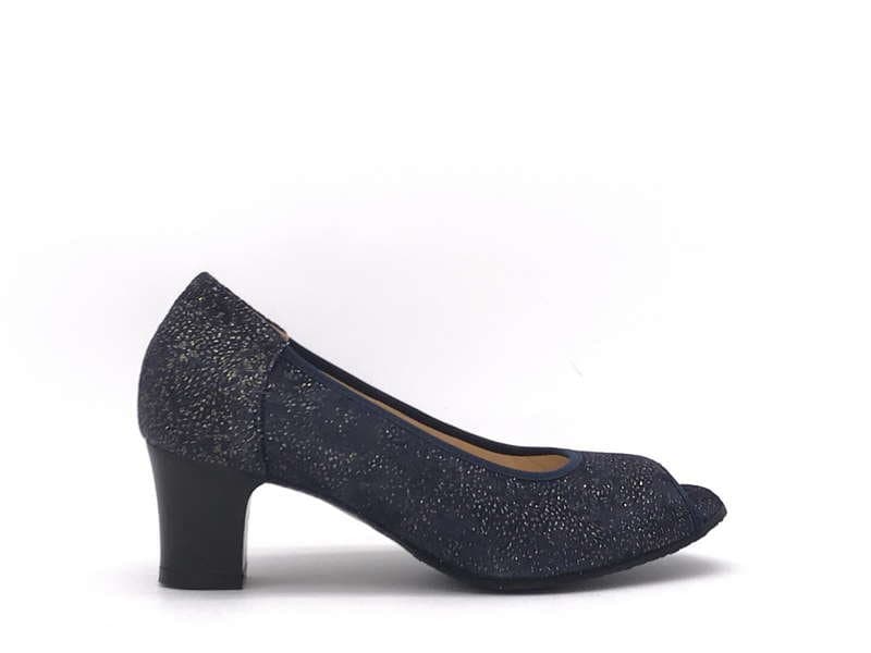 COMODA IDEA Décolleté spuntato in tessuto blu e oro 1170 - 5