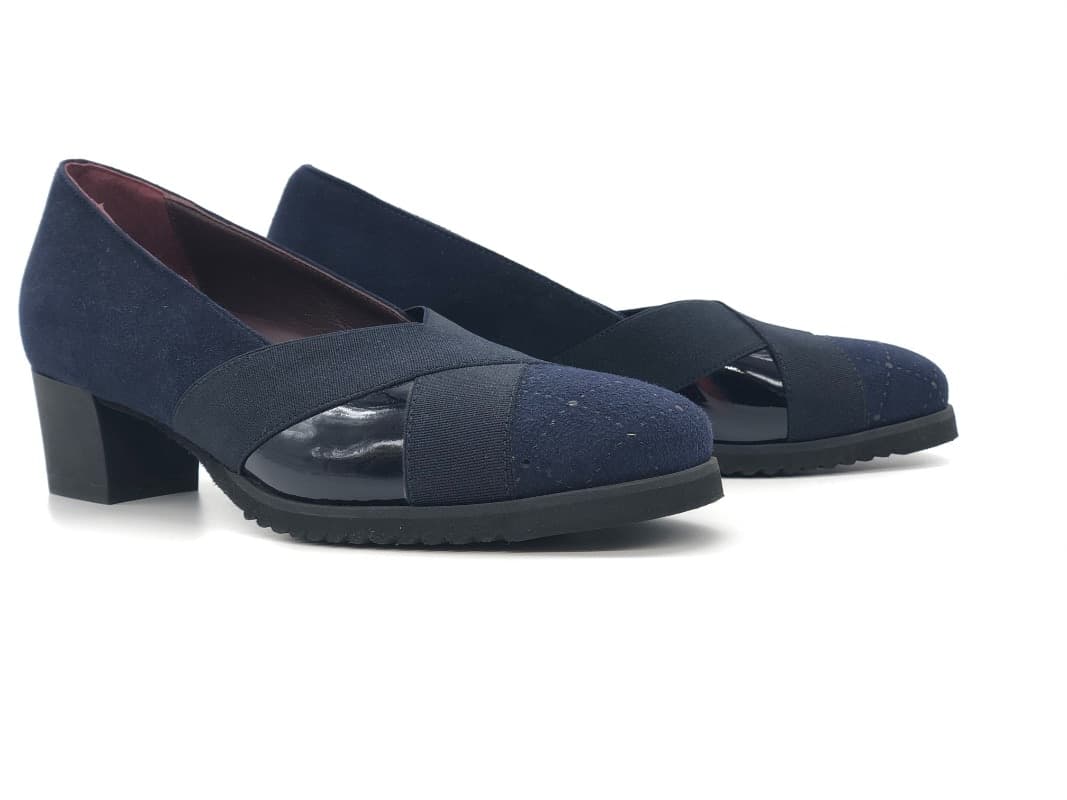 COMODAIDEA Décolleté elasticizzato blu in pelle e suede 926 in Divani Calzature Durello - Agna, commercioVirtuoso.it