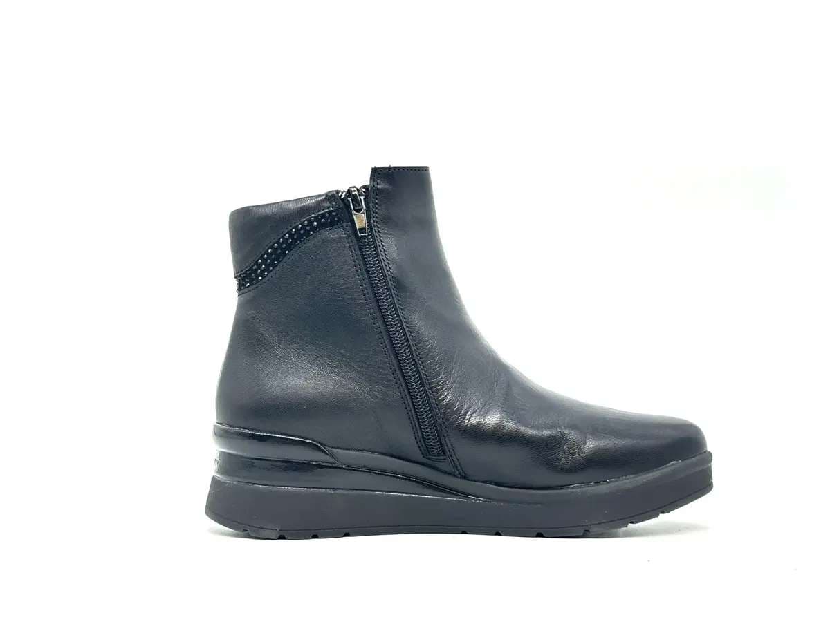 Stonefly stivaletti donna pelle nera zip laterale suola flessibile comfort in Stivali Calzature Durello - Agna, commercioVirtuoso.it