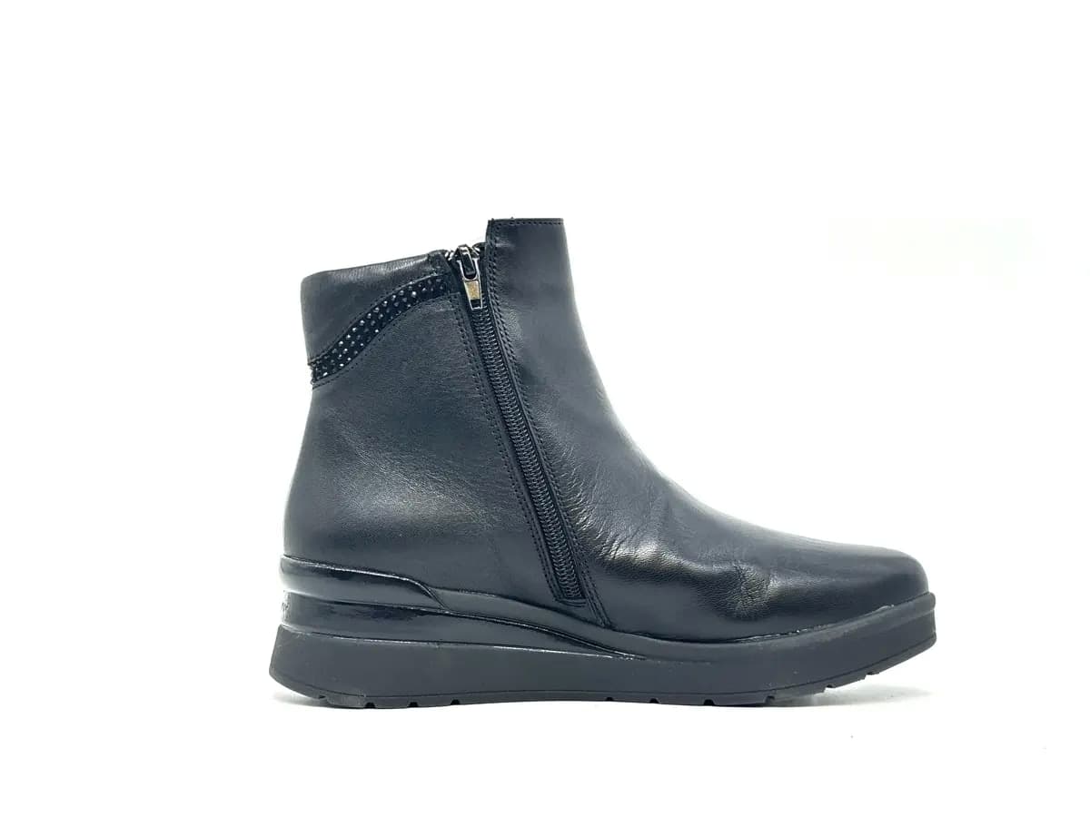 Stonefly stivaletti donna pelle nera zip laterale suola flessibile comfort in Stivali Calzature Durello - Agna, commercioVirtuoso.it