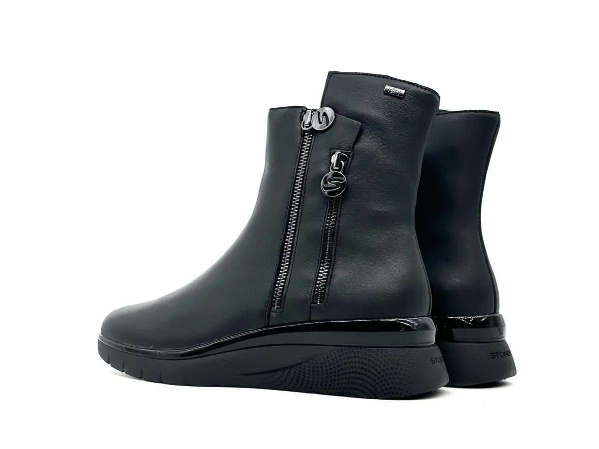 Stonefly stivaletti donna pelle nera doppia zip waterproof comfort in Stivali Calzature Durello - Agna, commercioVirtuoso.it