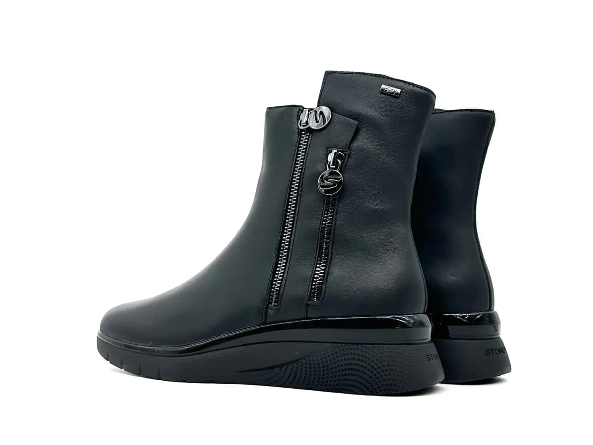 Stonefly stivaletti donna pelle nera doppia zip waterproof comfort in Stivali Calzature Durello - Agna, commercioVirtuoso.it