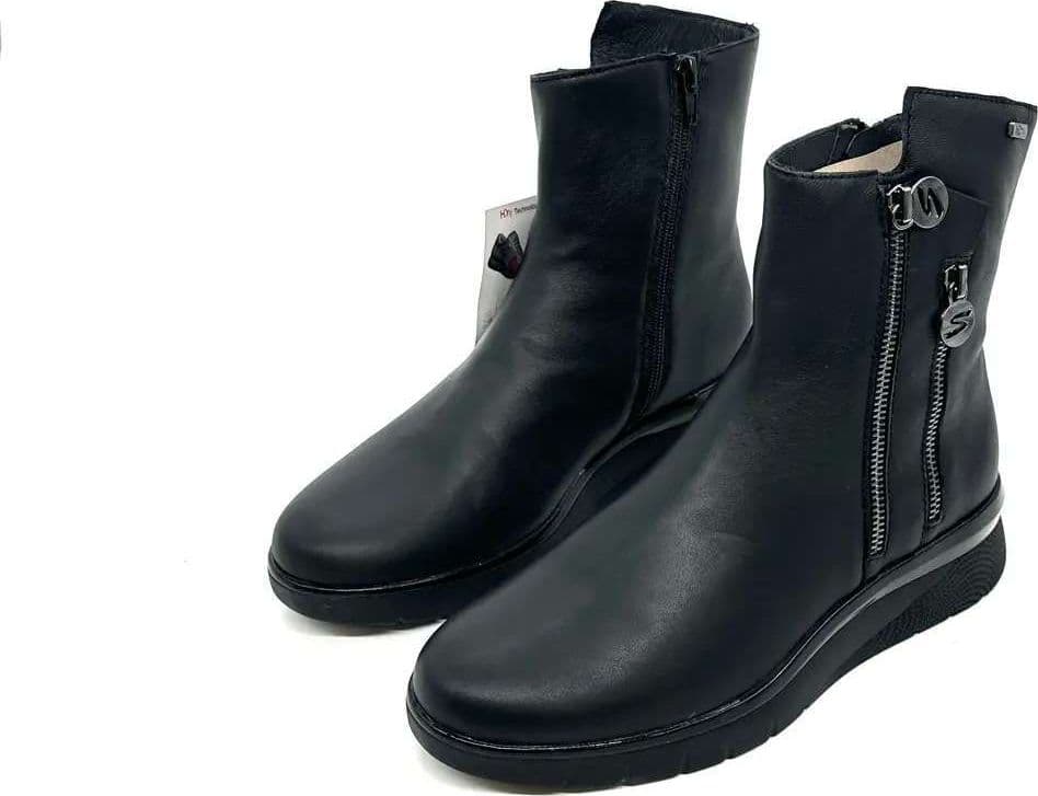 Stonefly stivaletti donna pelle nera doppia zip waterproof comfort - 5