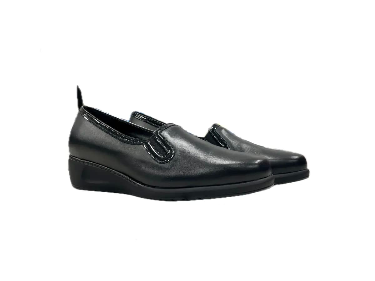 comfort Scarpa slip on donna in pelle nera con elastici C3I2250 - 6