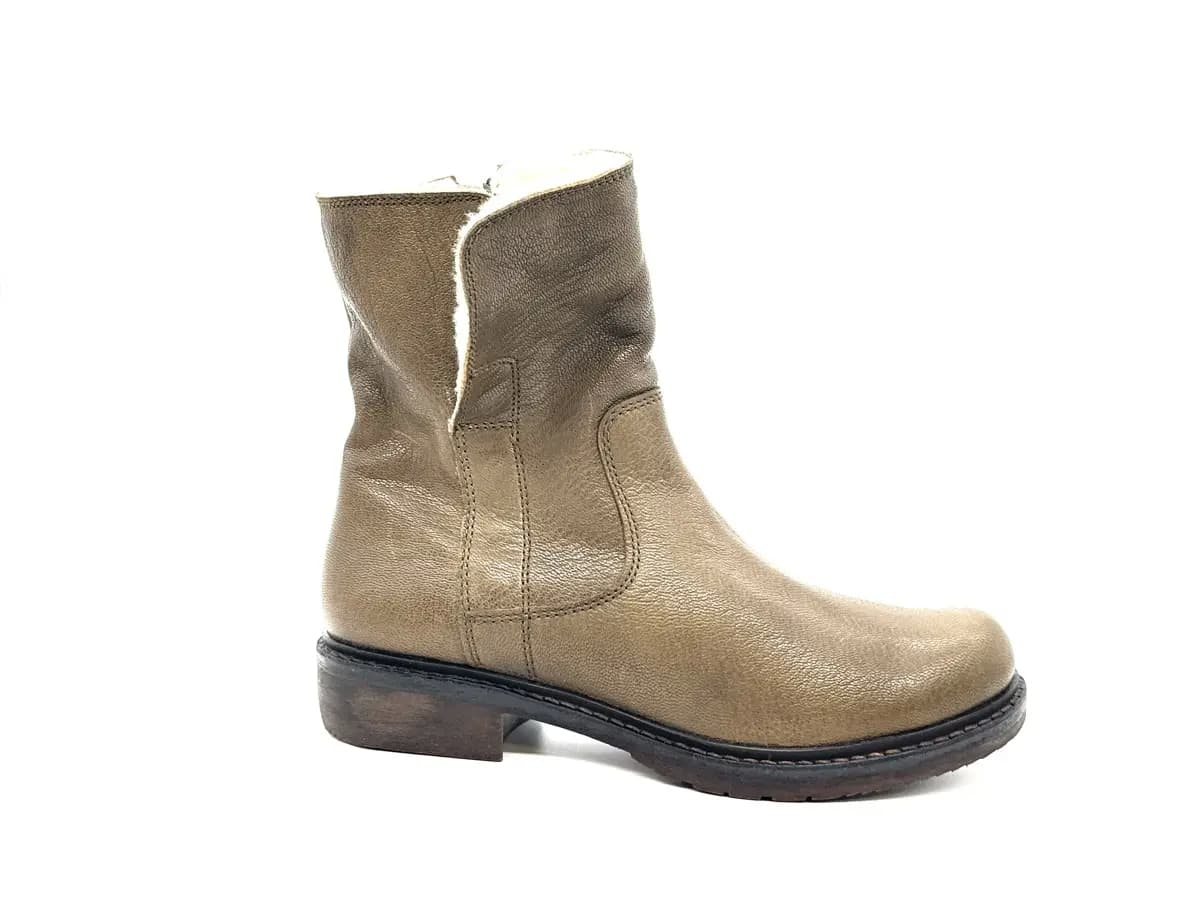 MANAS Tronchetto donna in pelle beige imbottito modello aviatore - 4
