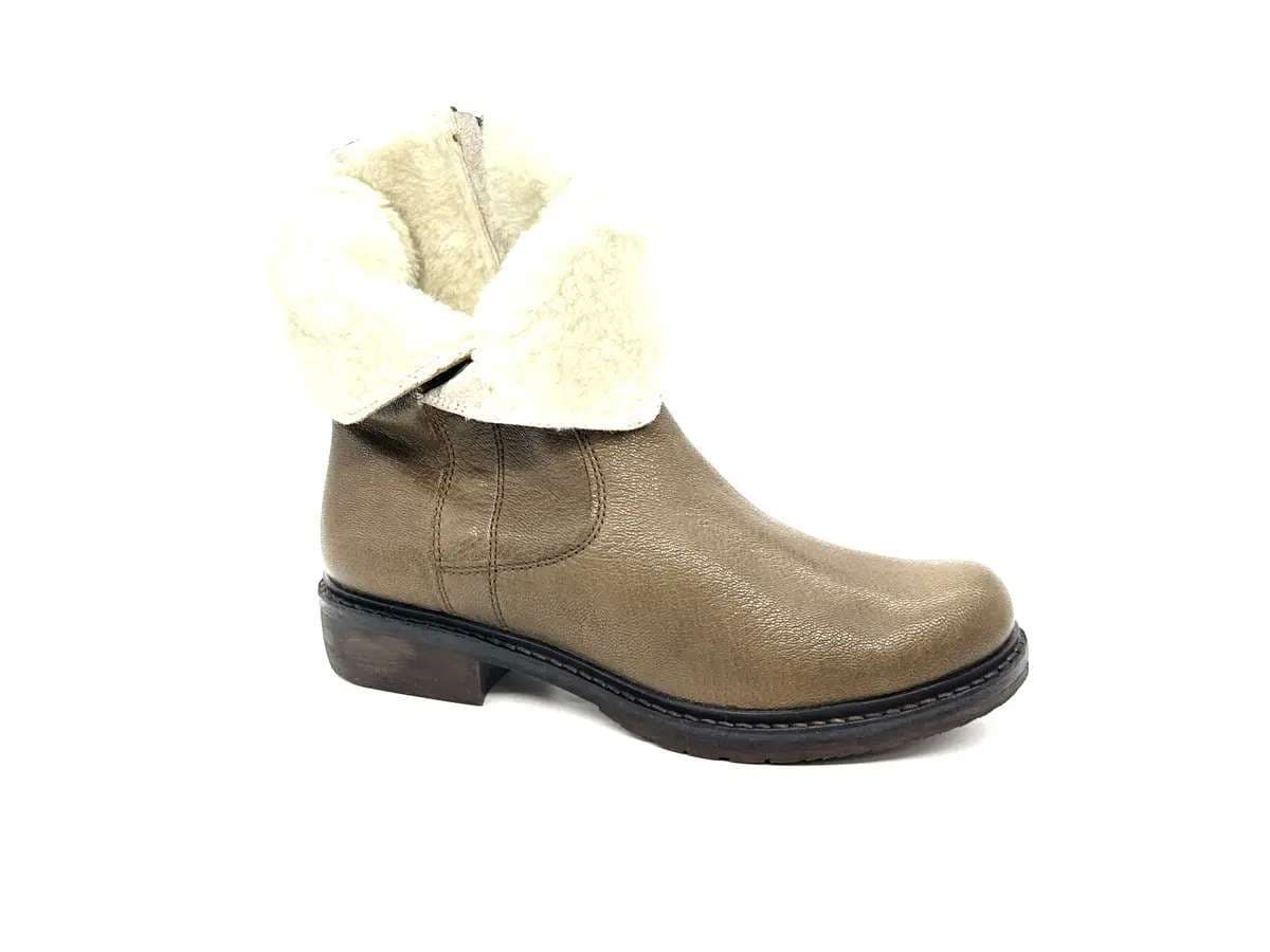 MANAS Tronchetto donna in pelle beige imbottito modello aviatore - 4